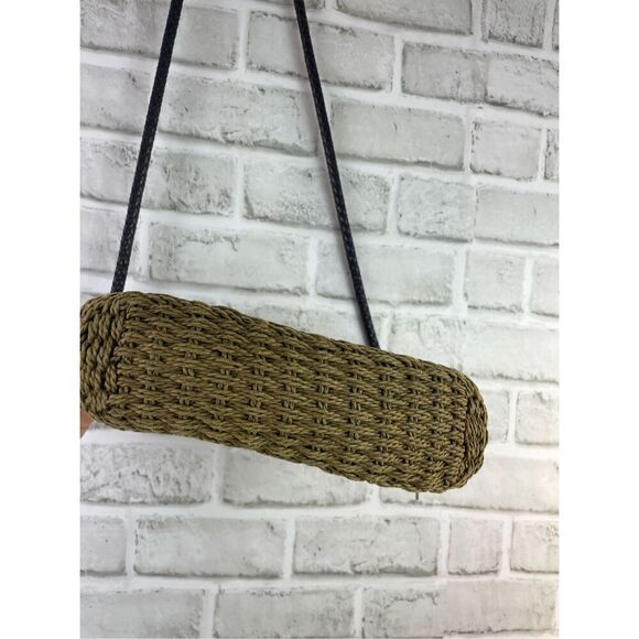 Vintage Brighton Roxanne Shoulder Bag Sea Grass Straw and Leather - Picture 7 of 12